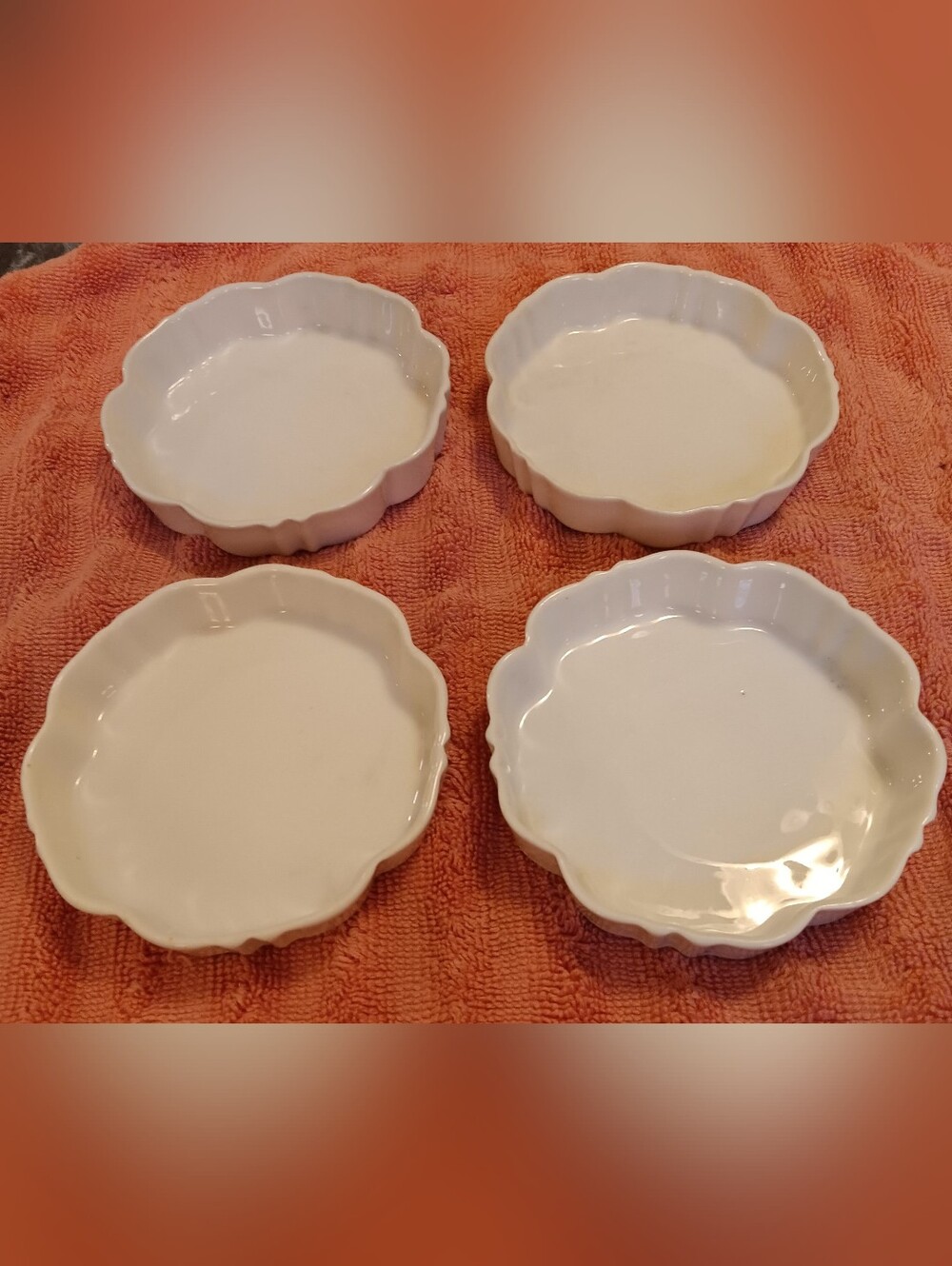 White Fluted Ceramic Ramekins - Set of 4